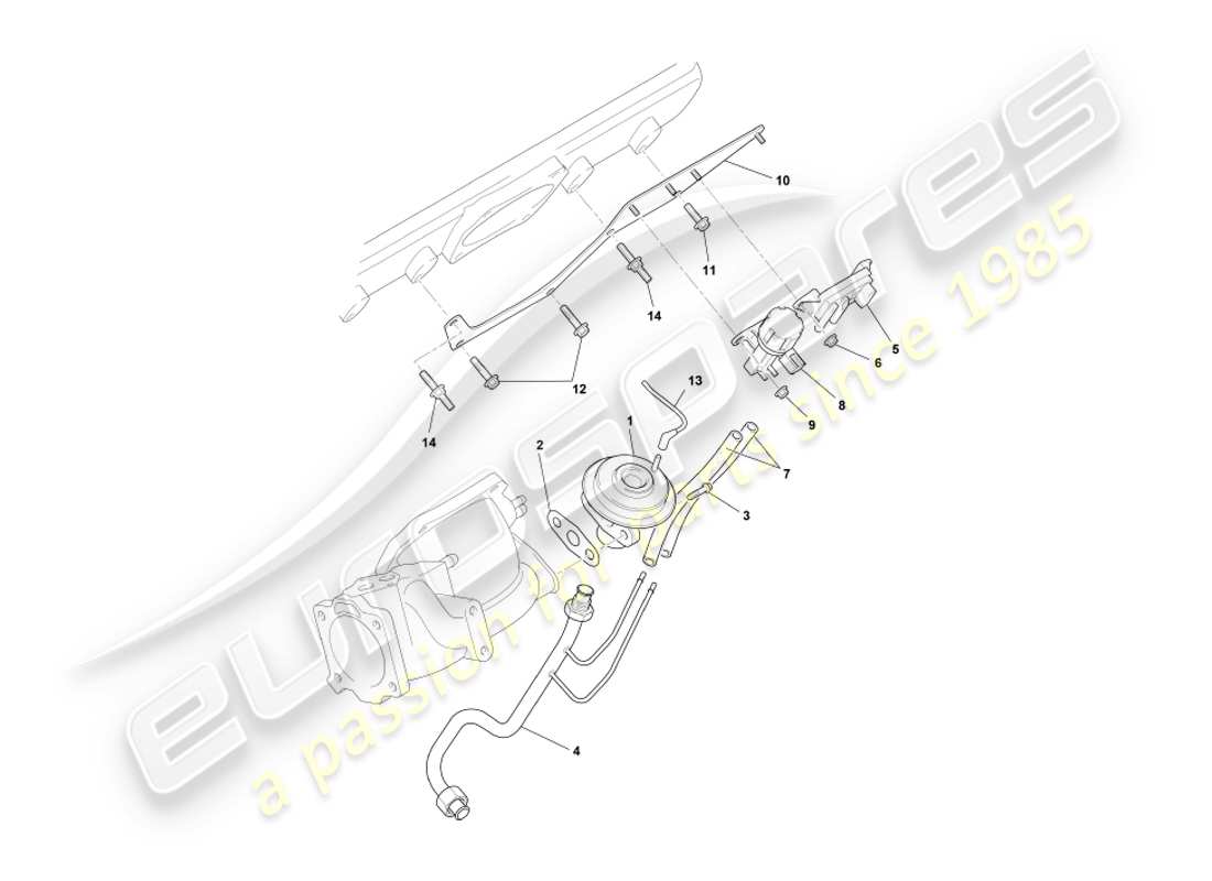 aston martin db7 vantage (2000) diagramma delle parti dei sistemi egr, dpfe ed evr