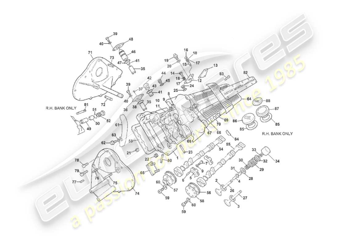 aston martin v8 virage (1999) testata, schema delle parti secondo vin 60224