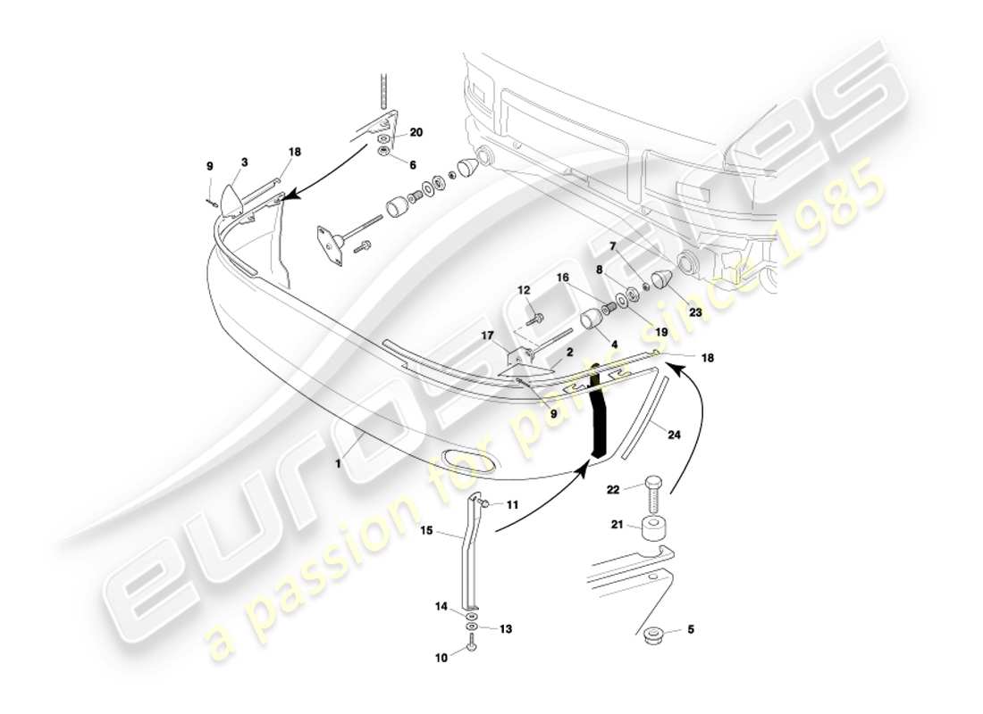 aston martin db7 vantage (2002) paraurti posteriore, diagramma delle parti non ea