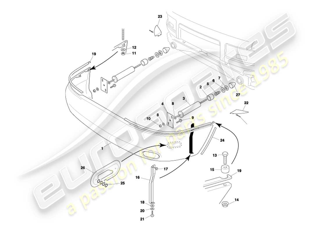 aston martin db7 vantage (2002) diagramma delle parti ea del paraurti posteriore