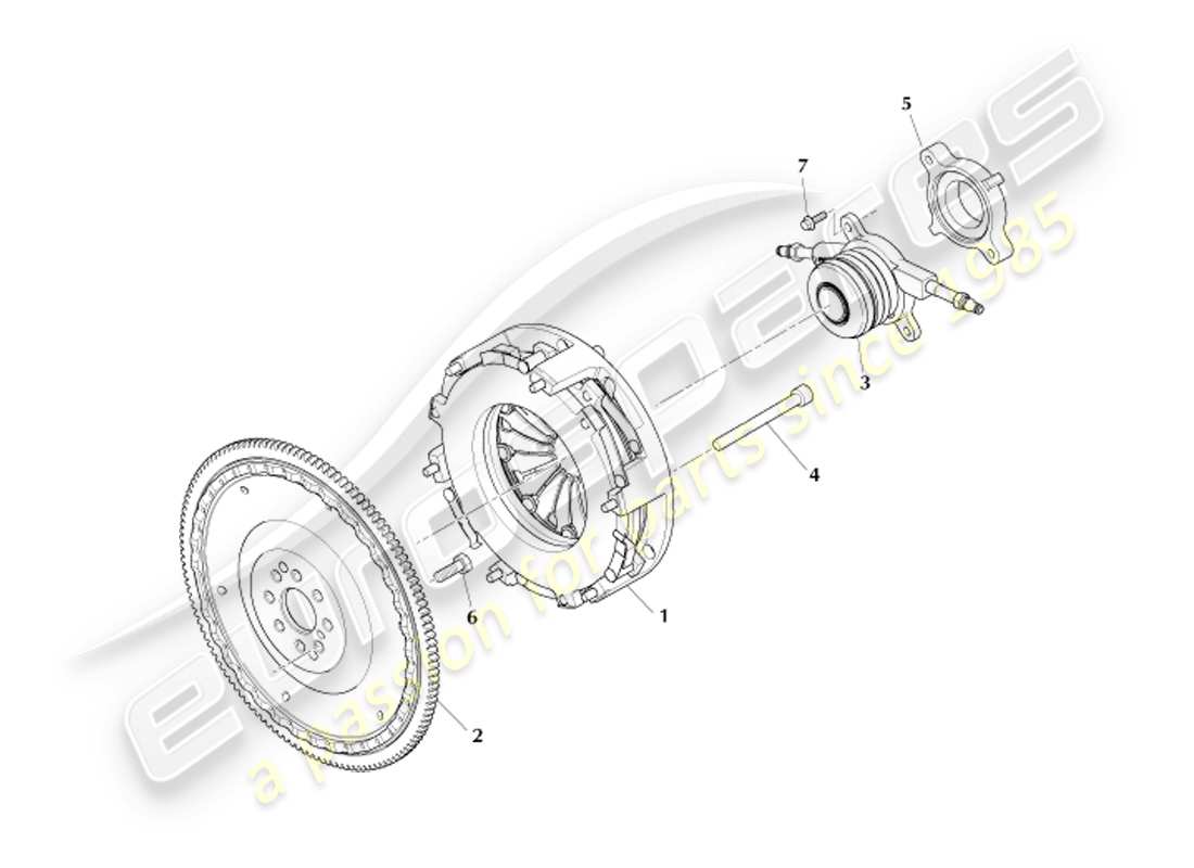 aston martin db7 vantage (2002) schema delle parti del kit frizione (valeo).