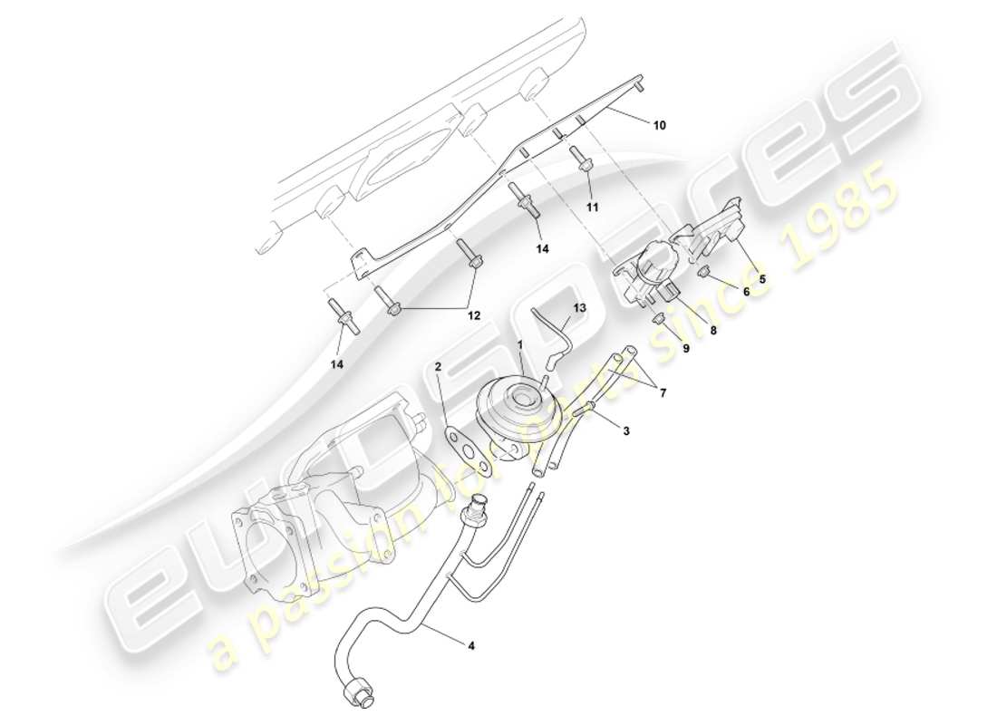 aston martin db7 vantage (2002) diagramma delle parti dei sistemi egr, dpfe ed evr