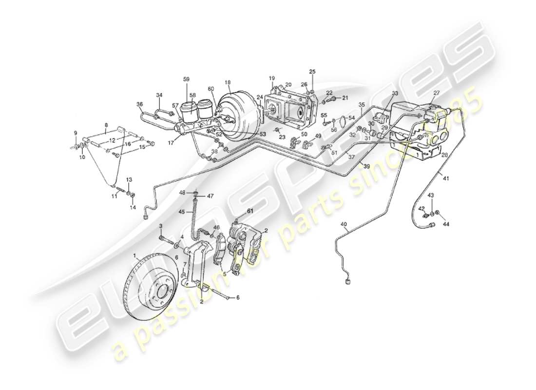 aston martin v8 virage (1999) freni anteriori, solo volante schema delle parti
