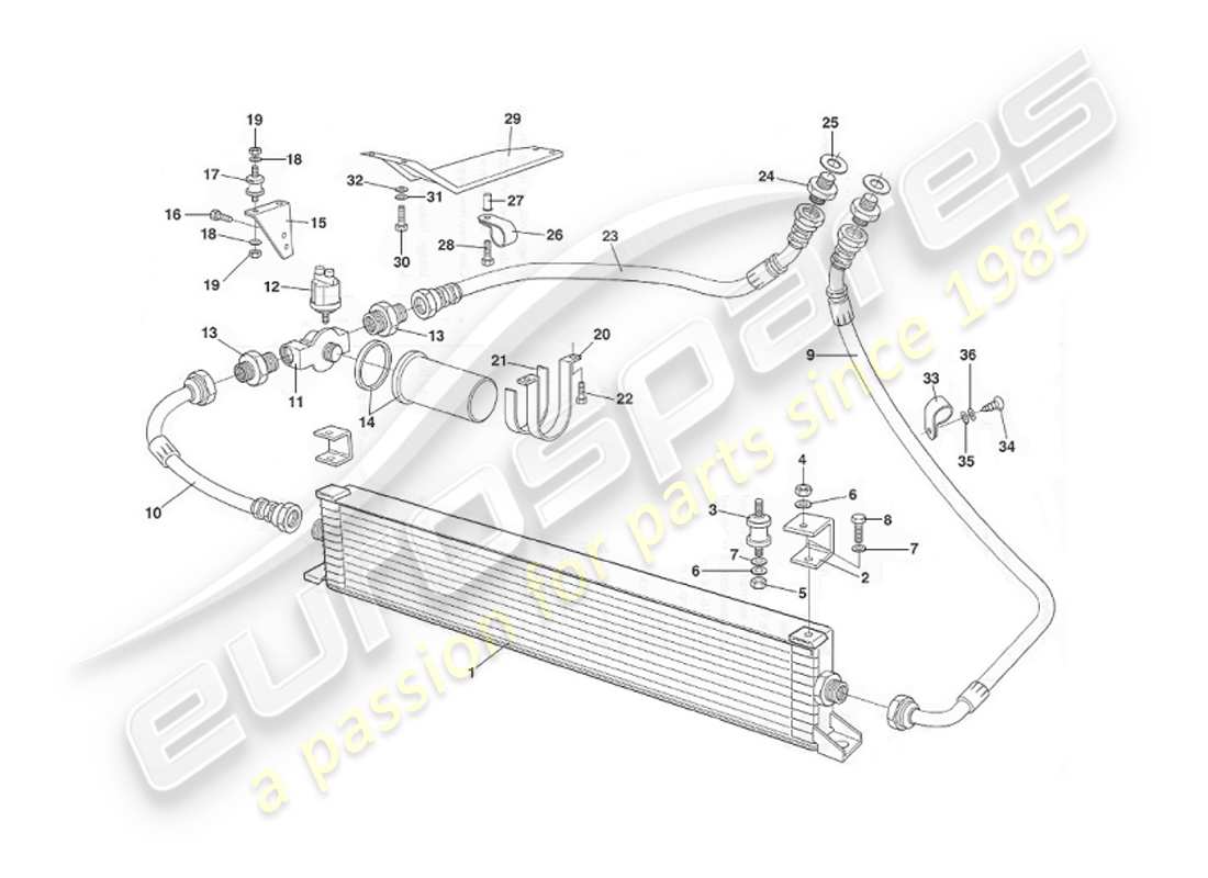 aston martin v8 virage (1999) schema delle parti del sistema di raffreddamento dell'olio, fino a circa vin 60192