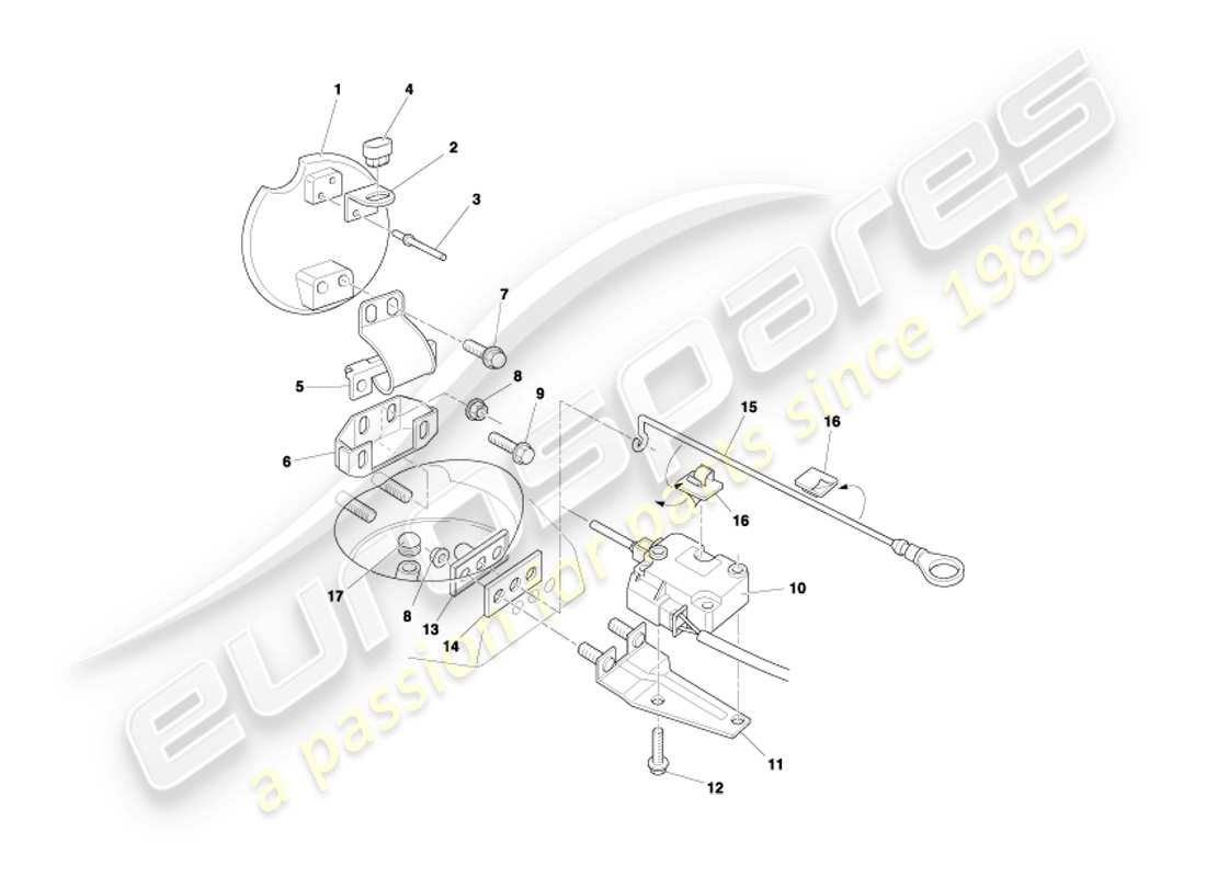 aston martin db7 vantage (2004) diagramma delle parti del meccanismo dello sportello del carburante