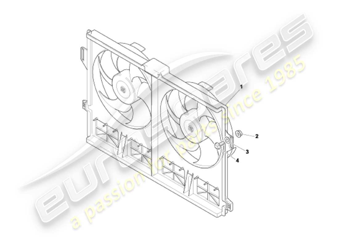 aston martin vanquish (2007) cofano della ventola di raffreddamento diagramma delle parti
