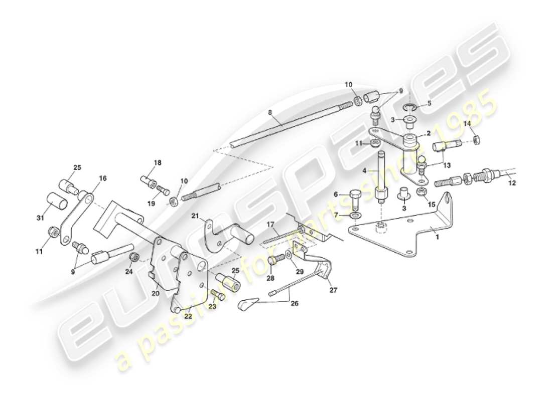 aston martin v8 virage (1999) collegamento e controlli dell'acceleratore, volante, vin 69225 nel diagramma delle parti