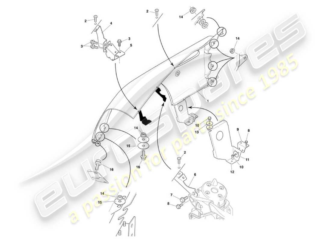 aston martin vanquish (2007) ali anteriori diagramma delle parti
