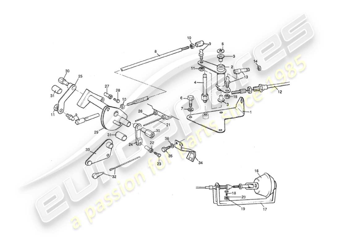 aston martin v8 virage (1999) collegamento e controlli dell'acceleratore, al diagramma delle parti vin 60224