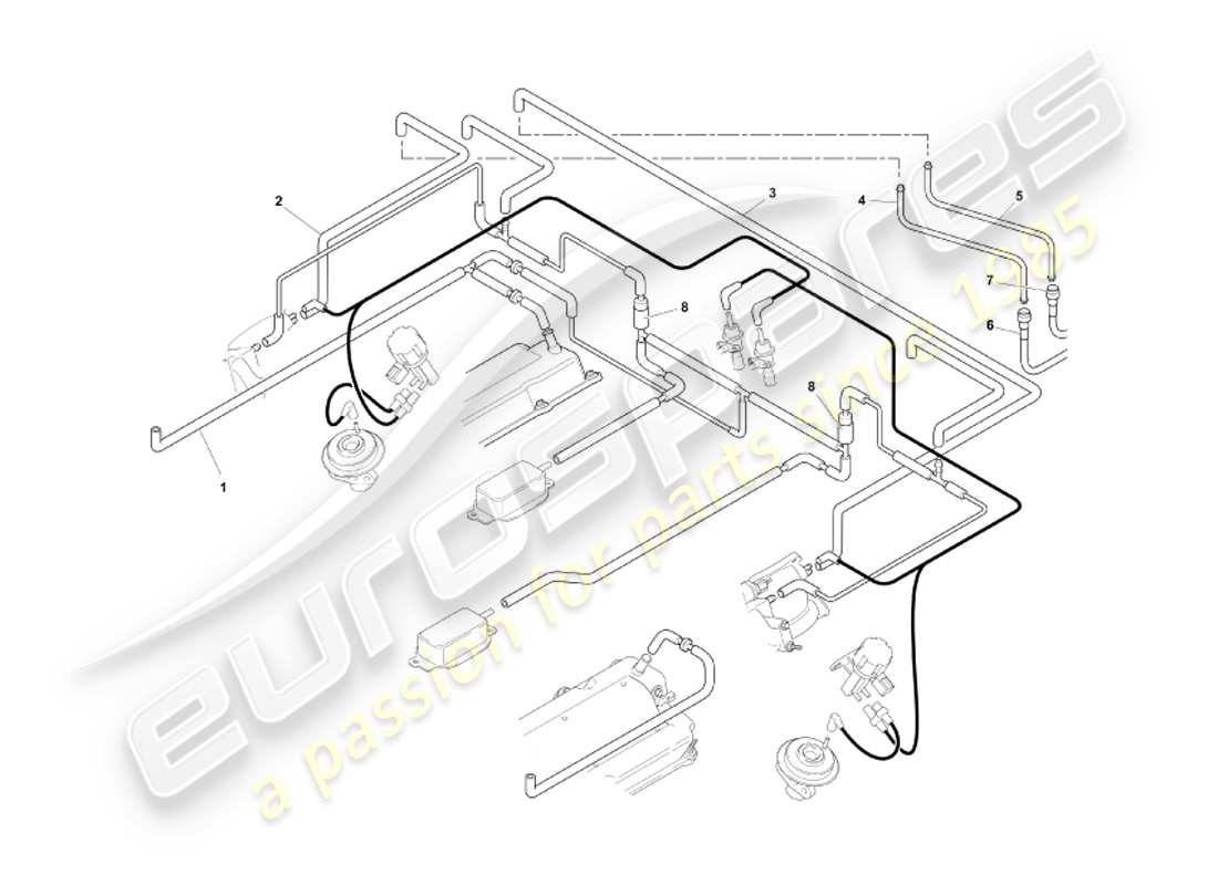aston martin db7 vantage (2002) sistema di aspirazione, diagramma delle parti del motore
