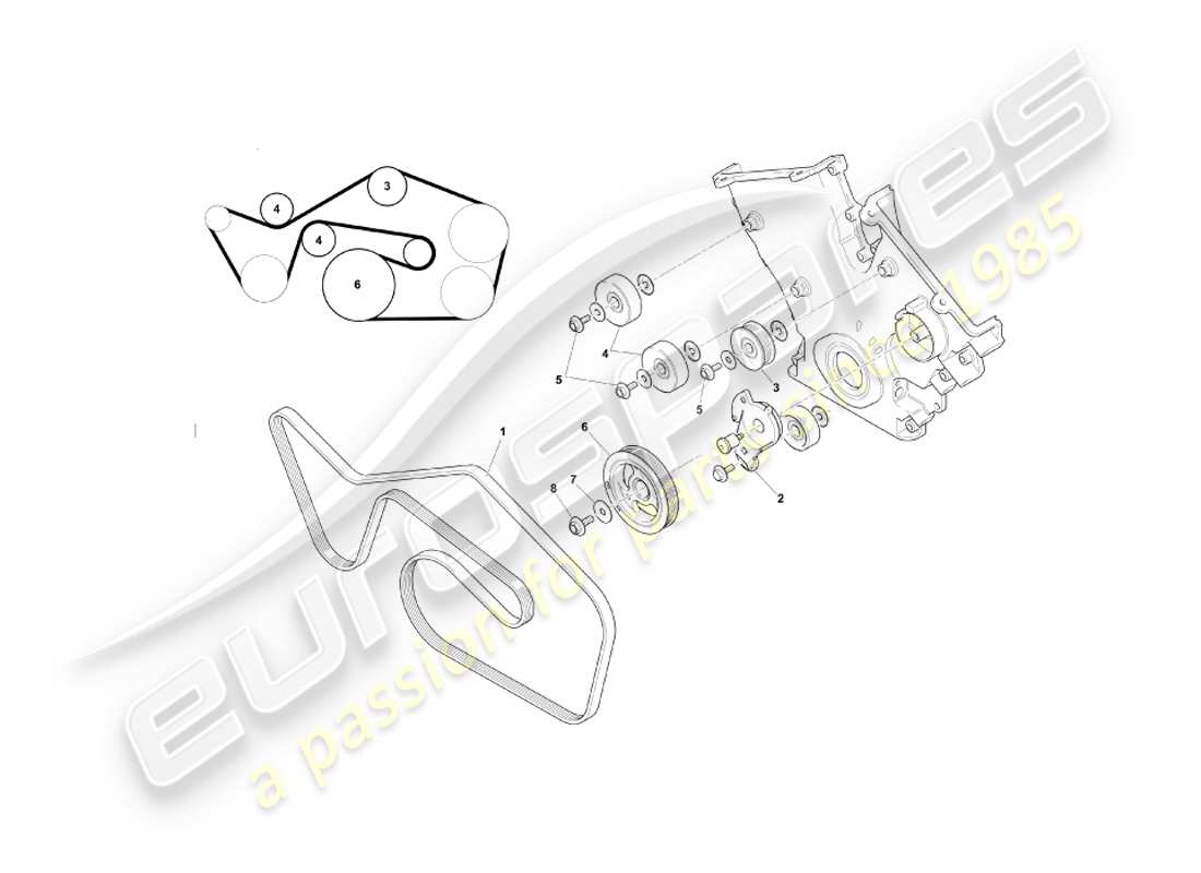 aston martin db7 vantage (2000) diagramma delle parti di cinghie e catene