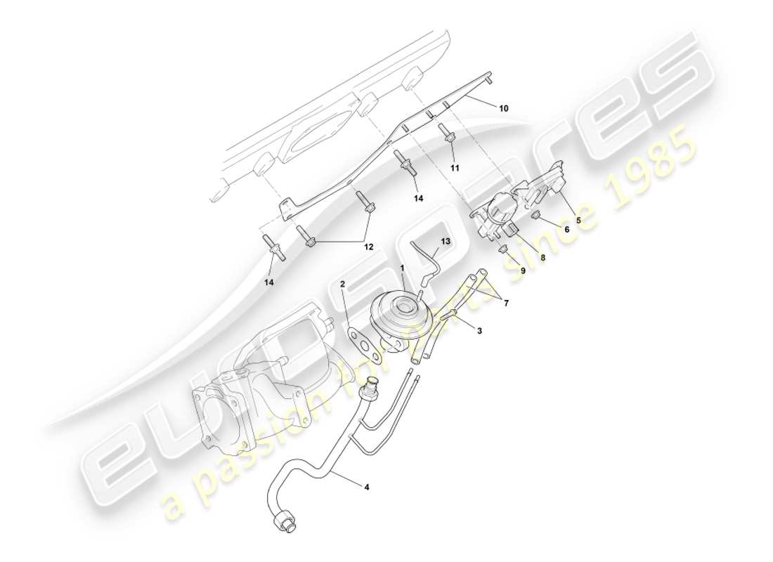 aston martin db7 vantage (2001) diagramma delle parti dei sistemi egr, dpfe ed evr