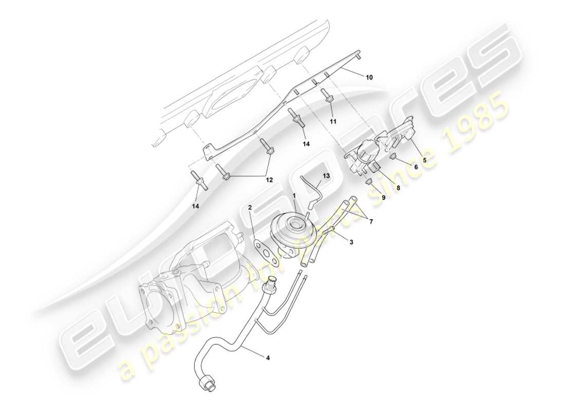 aston martin db7 vantage (2003) diagramma delle parti dei sistemi egr, dpfe ed evr