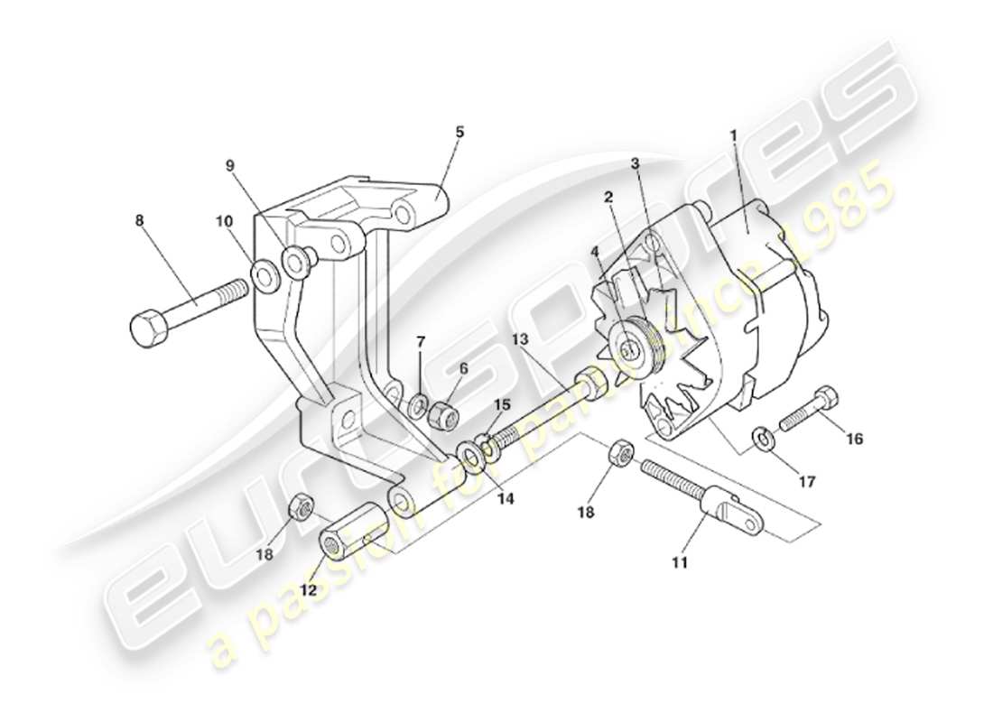 aston martin v8 virage (1999) diagramma delle parti del generatore