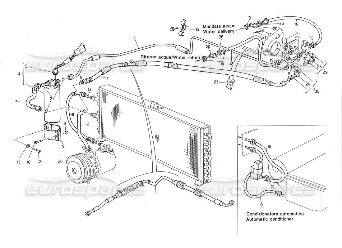 maserati 228 schema delle parti del sistema di climatizzazione (sterzo destro).