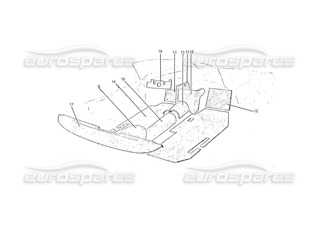ferrari 275 (pininfarina coachwork) gruppo feltri bitumati (dvn 80 per quatro riguardi ie figure no 1-2-10) diagramma delle parti