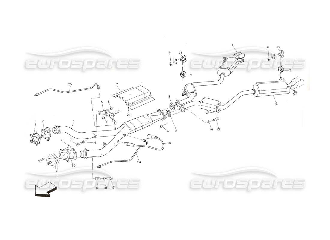 maserati shamal impianto di scarico (versione ch) diagramma delle parti