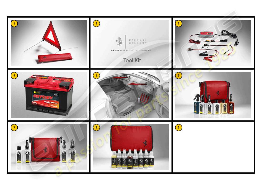 ferrari f430 spider (accessories) cura dell'auto - generale diagramma delle parti