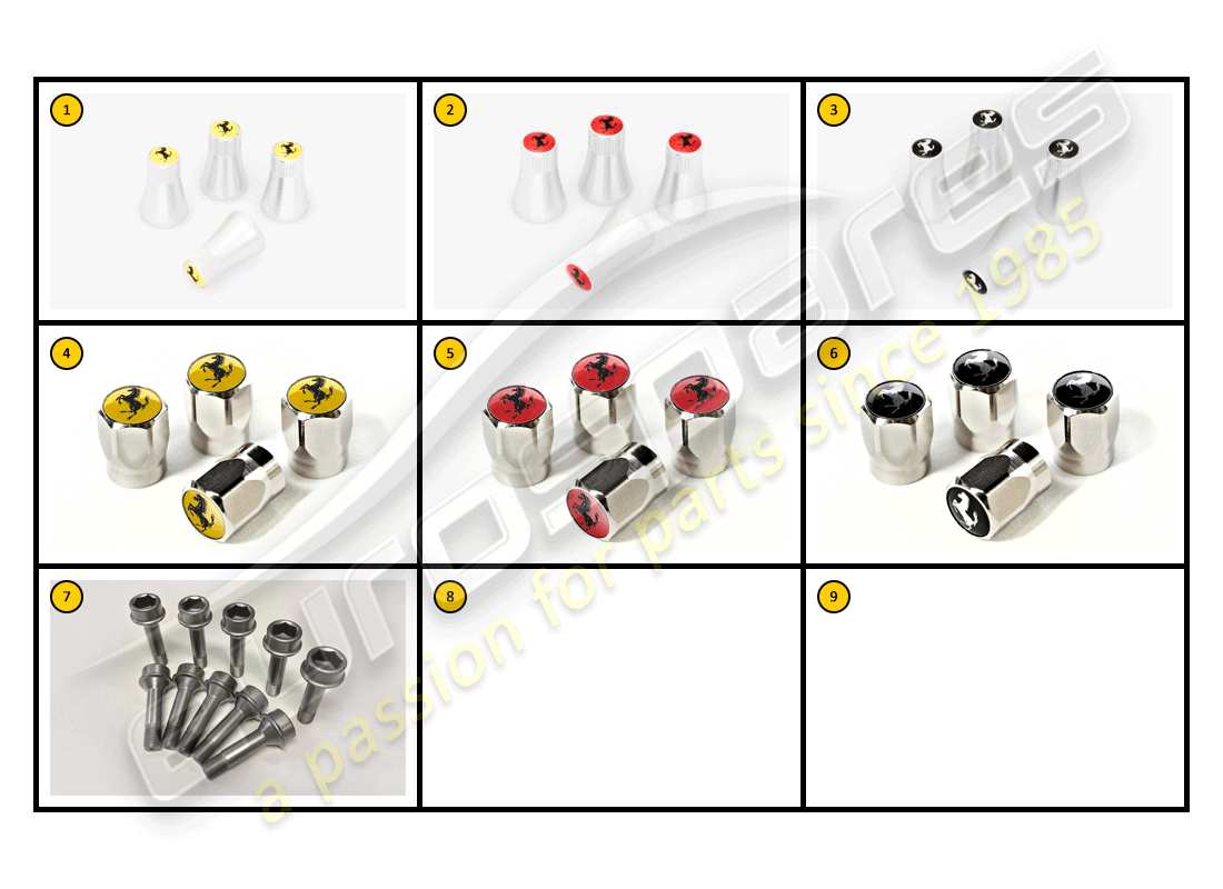 ferrari f430 spider (accessories) esterno: cappucci delle valvole diagramma delle parti