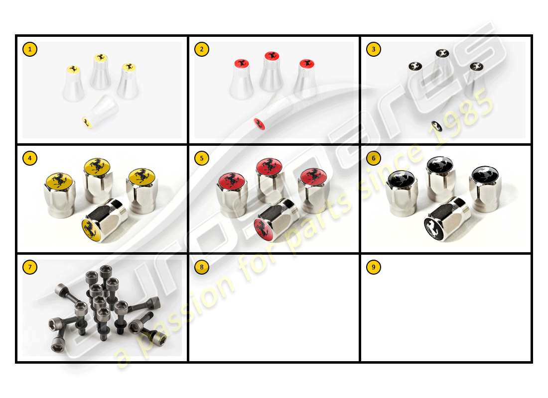 ferrari ff (accessories) esterno: cappucci delle valvole diagramma delle parti