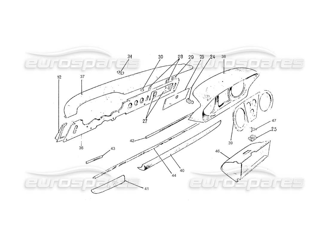 ferrari 275 (pininfarina coachwork) diagramma delle parti del gruppo plancia portastrumenti