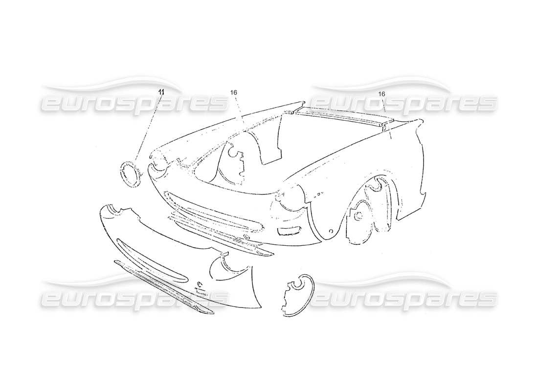 ferrari 275 (pininfarina coachwork) diagramma della parte gruppo rivestinento anteriore