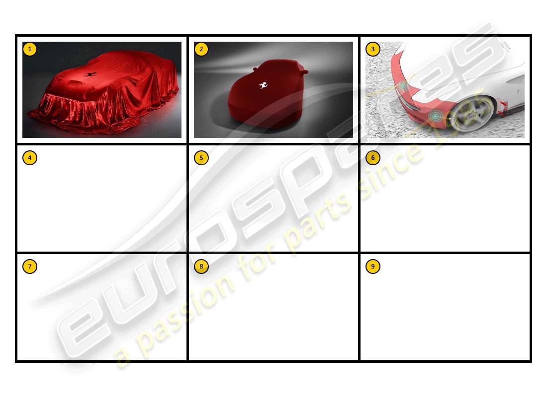 ferrari ff (accessories) cura dell'auto: diagramma delle parti di protezione del veicolo