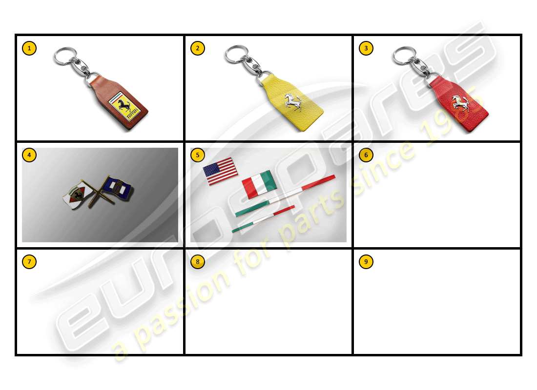 ferrari f430 coupe (accessories) attrezzatura - badge e portachiavi diagramma delle parti