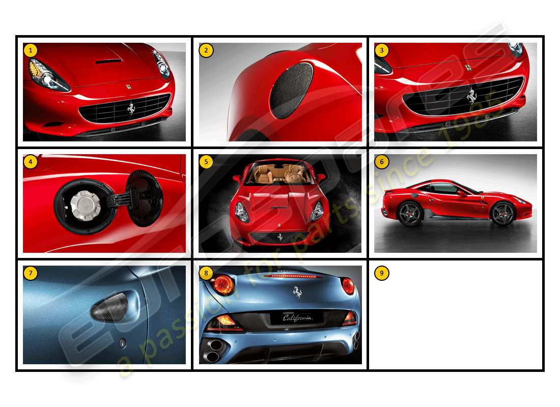 ferrari california (accessories) esterno - carrozzeria diagramma delle parti