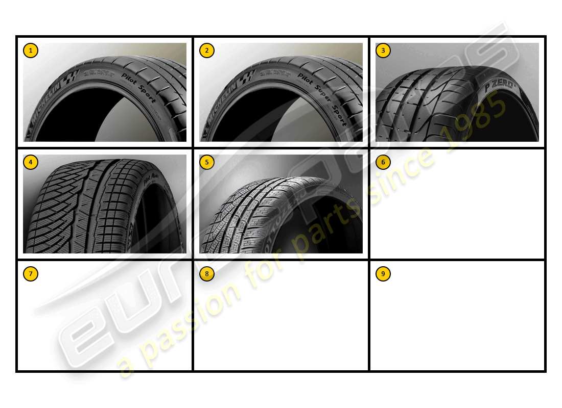 ferrari california (accessories) attrezzatura: diagramma delle parti degli pneumatici
