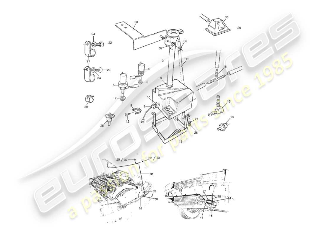 aston martin v8 virage (2000) schema delle parti lavavetri e lavafari