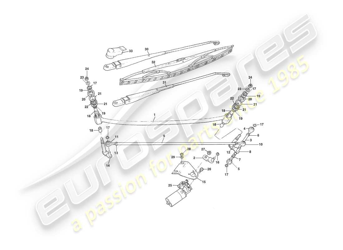 aston martin v8 virage (2000) diagramma delle parti dei tergicristalli