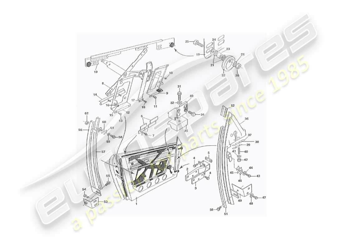 aston martin v8 virage (2000) porte, diagramma delle parti del volante