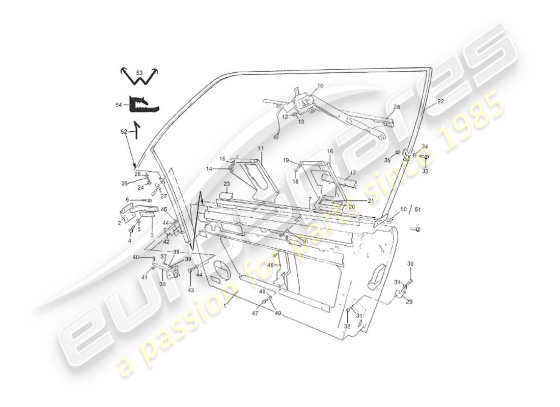 aston martin v8 virage (2000) porte, diagramma delle parti della berlina