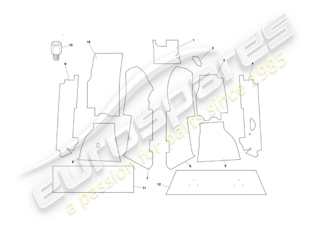 aston martin vanquish (2002) tappeti diagramma delle parti
