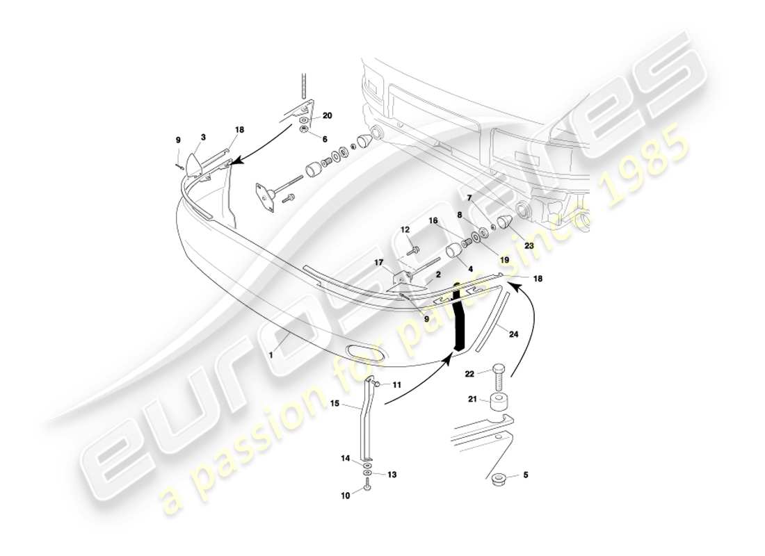 aston martin db7 vantage (1999) paraurti posteriore, diagramma delle parti non ea