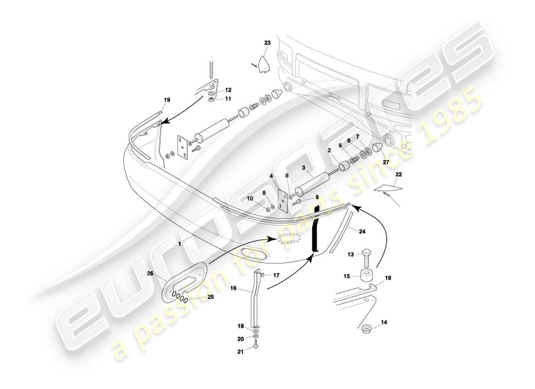 aston martin db7 vantage (1999) paraurti posteriore, diagramma delle parti ea