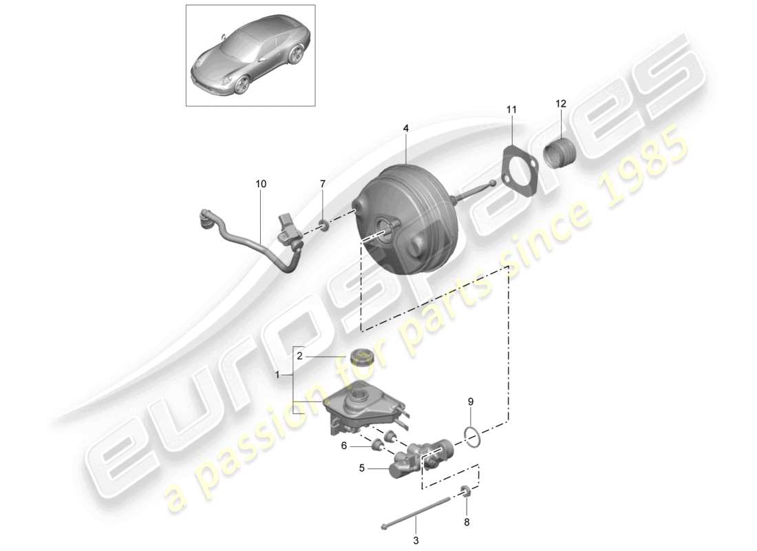 un diagramma delle parti dal catalogo delle parti porsche 2014 (991-1)