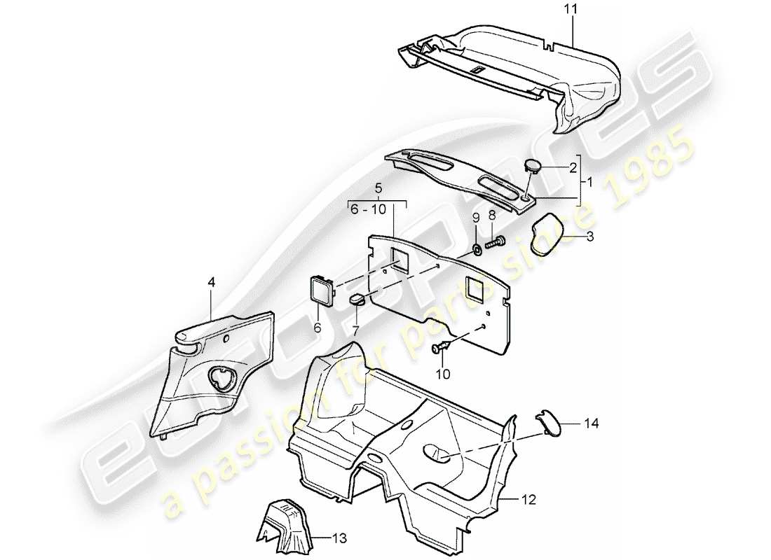 un diagramma delle parti dal catalogo delle parti porsche 2001 (996 turbo / gt2)