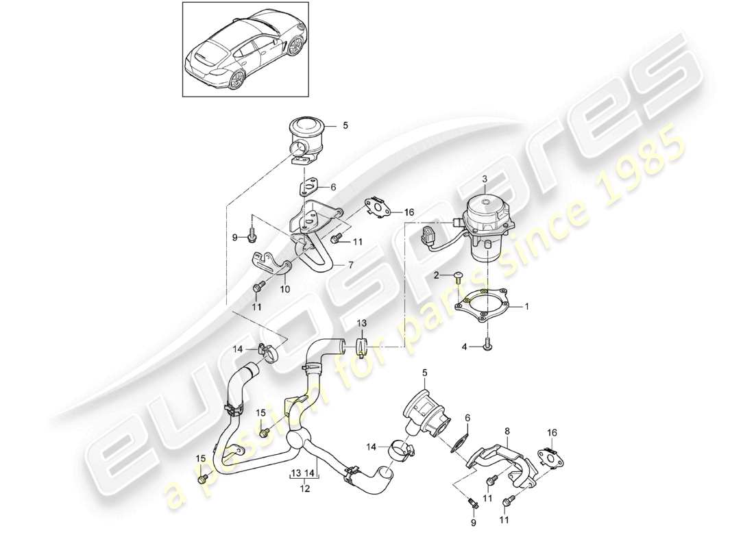 un diagramma delle parti dal catalogo delle parti porsche 2011 (panamera 970)