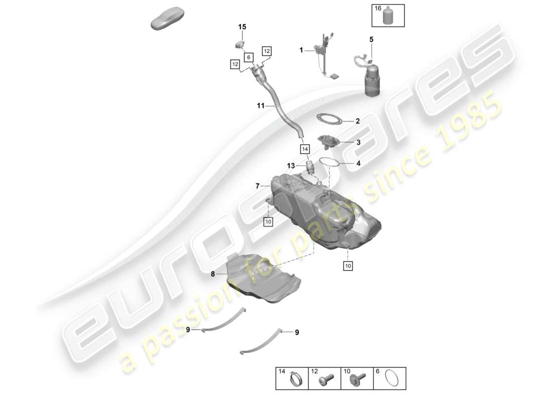 un diagramma delle parti dal catalogo delle parti porsche boxster