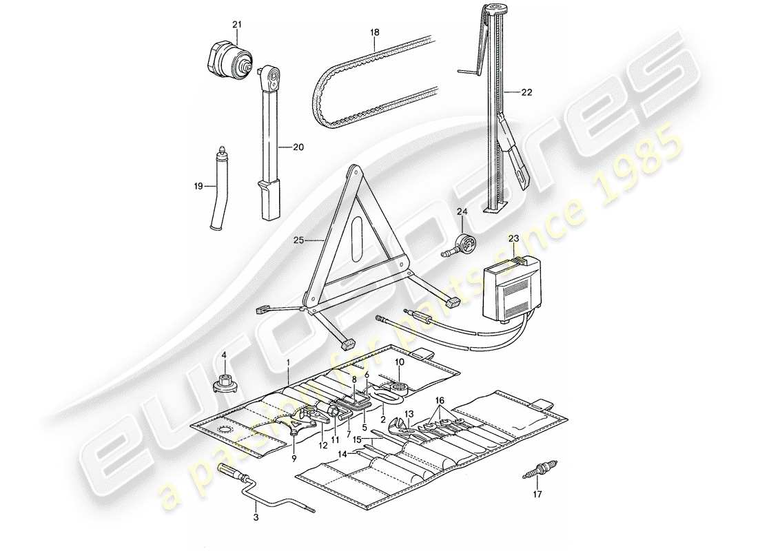 un diagramma delle parti dal catalogo delle parti porsche 959