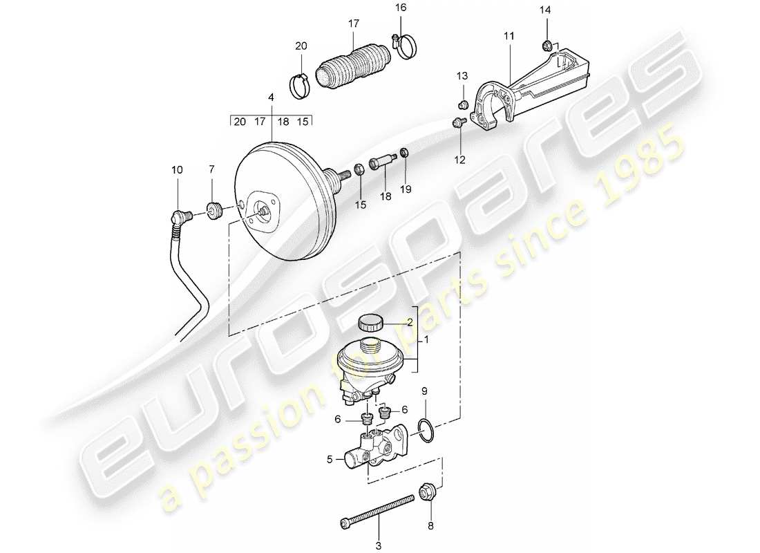 un diagramma delle parti dal catalogo delle parti porsche 2005 (997-1)