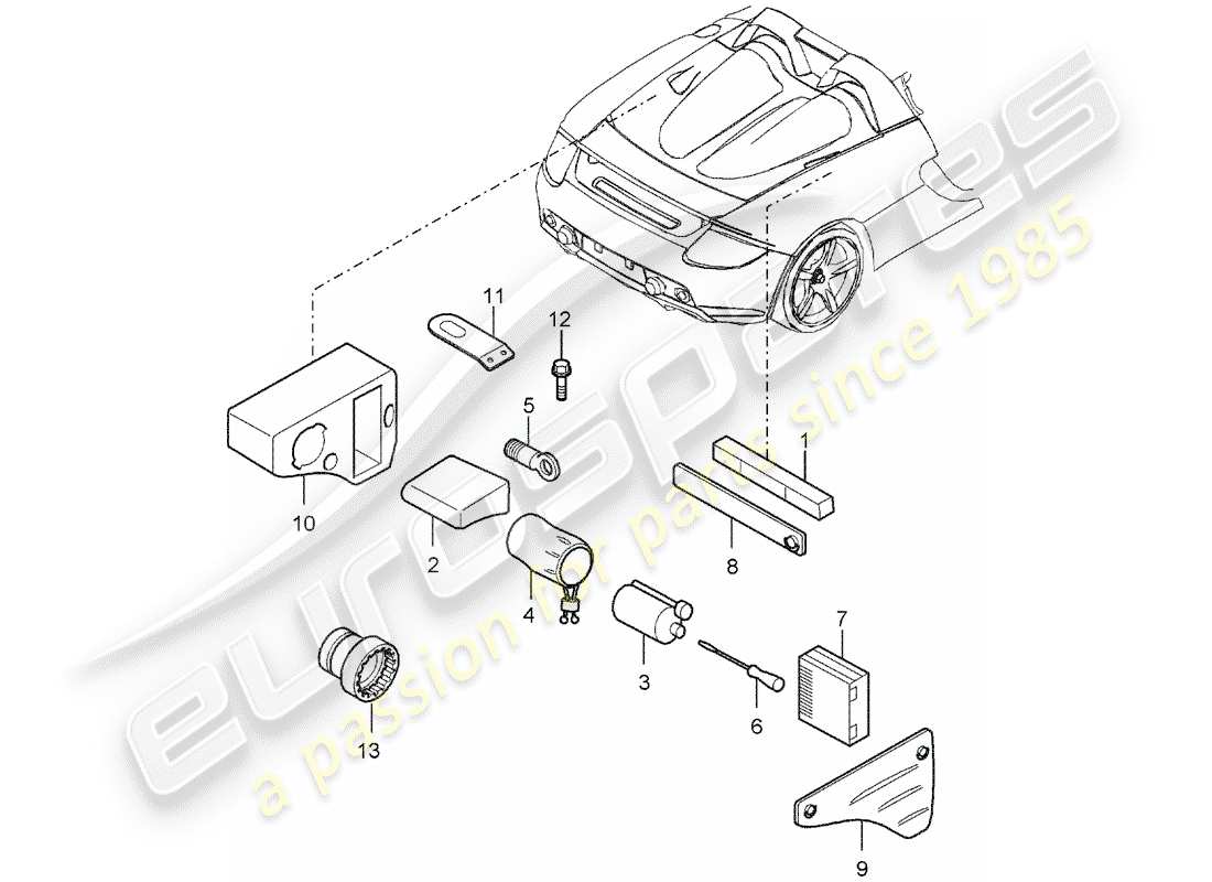 un diagramma delle parti dal catalogo delle parti porsche 2005 (carrera gt)