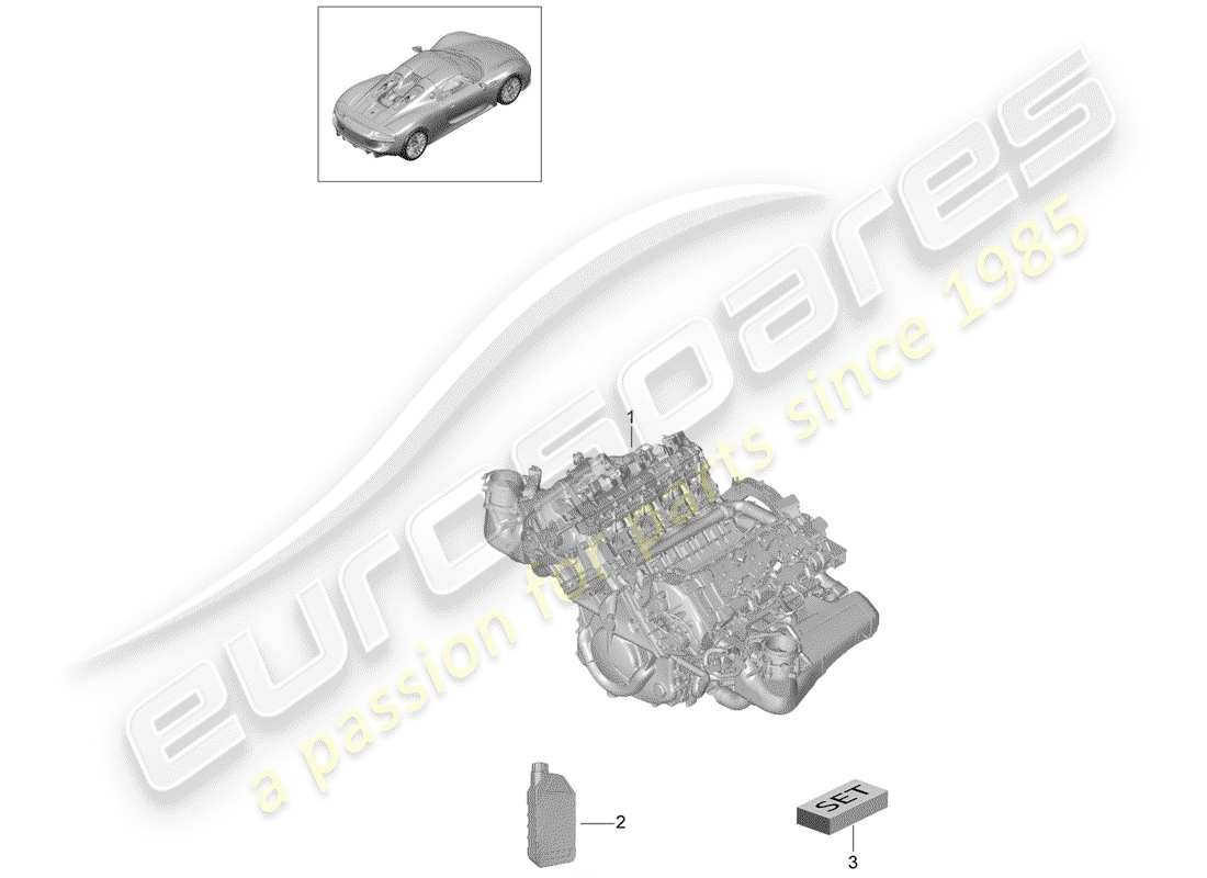 un diagramma delle parti dal catalogo delle parti porsche 918 spyder