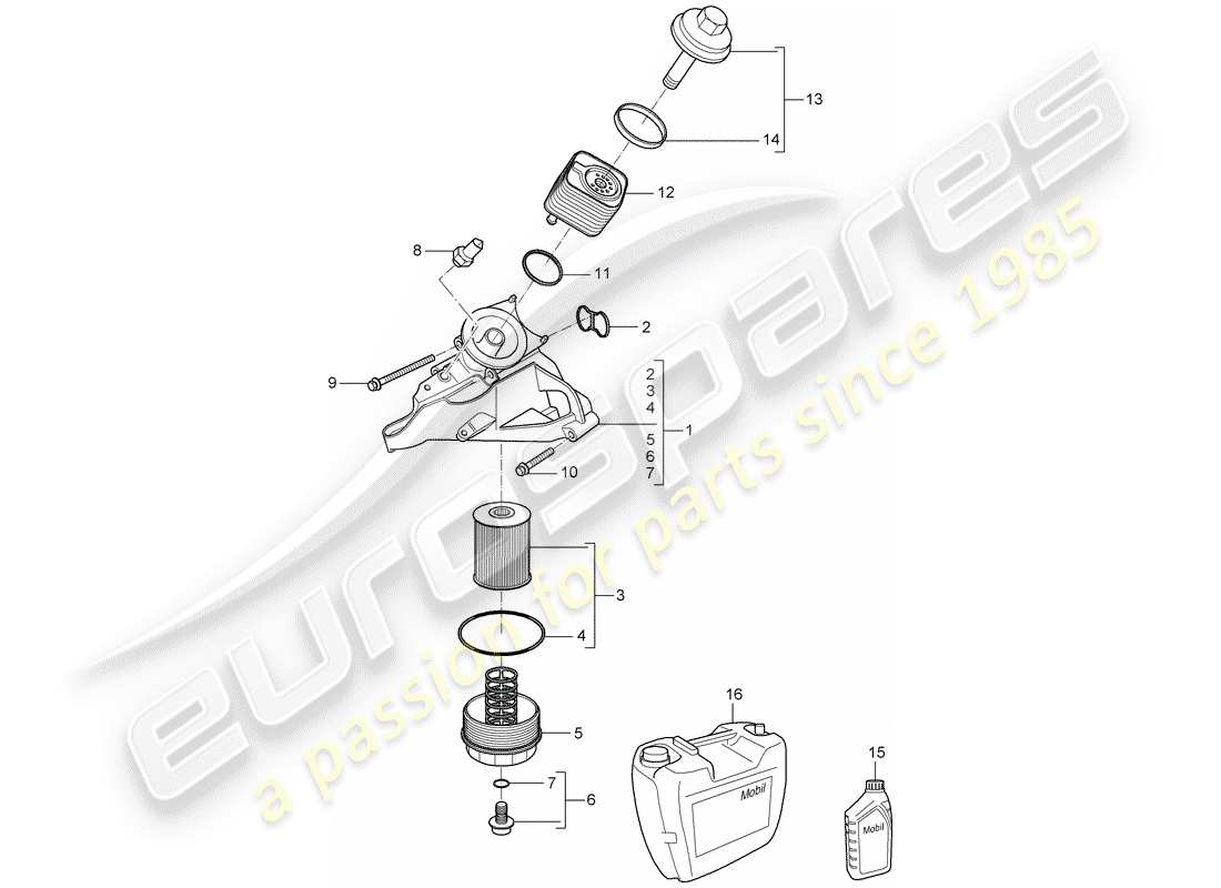 porsche 2005 (cayenne e1 9pa) schema delle parti filtro olio