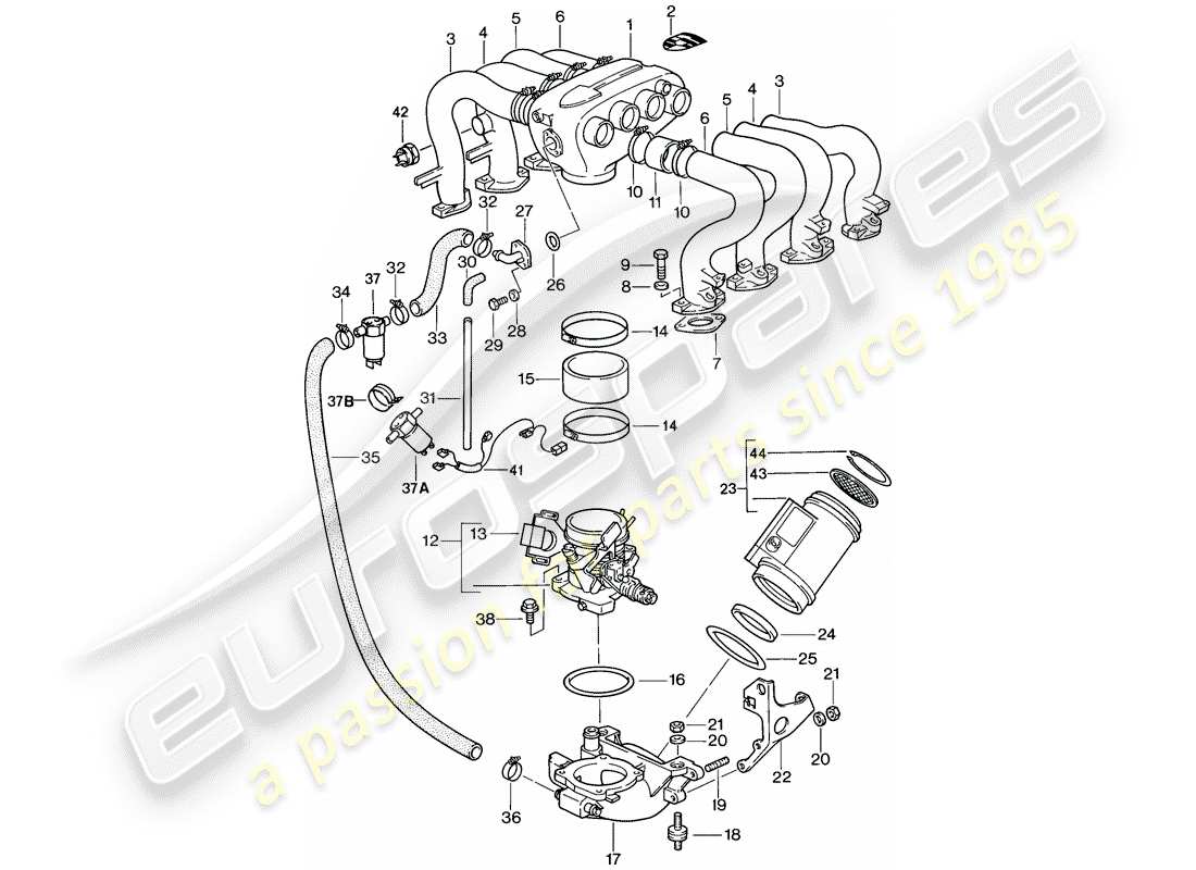 porsche 1985 (928) lh-jetronic - 1 - d - mj 1984>> diagramma delle parti