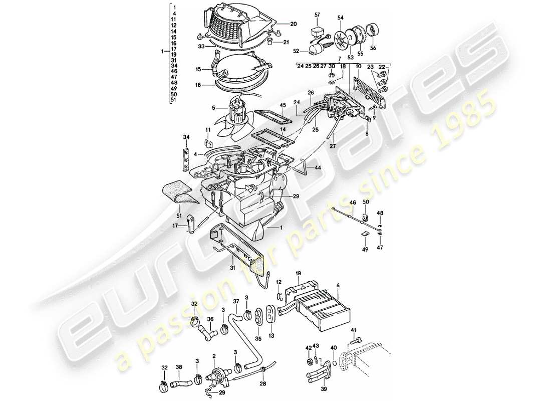 porsche 1981 (924) riscaldatore - f >> 92-cn402 197 - f >> 93-cn100 305 - f >> 93-bn700 450 diagramma delle parti