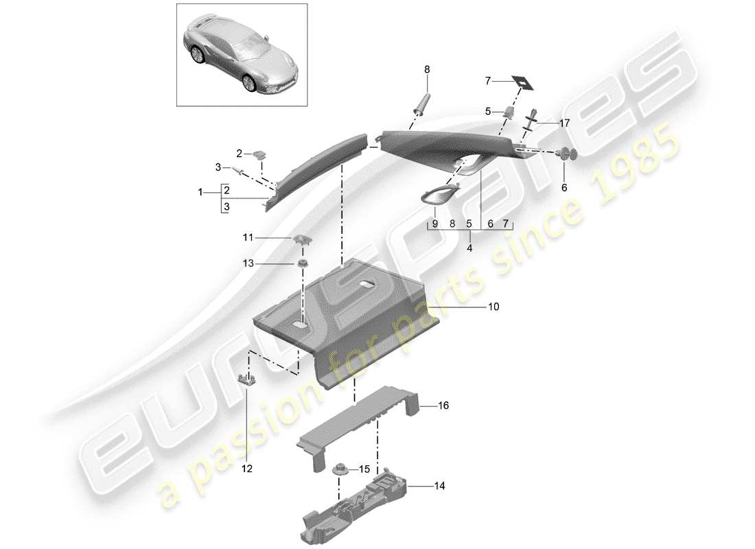 porsche 2017 (991-2 turbo) finiture diagramma delle parti