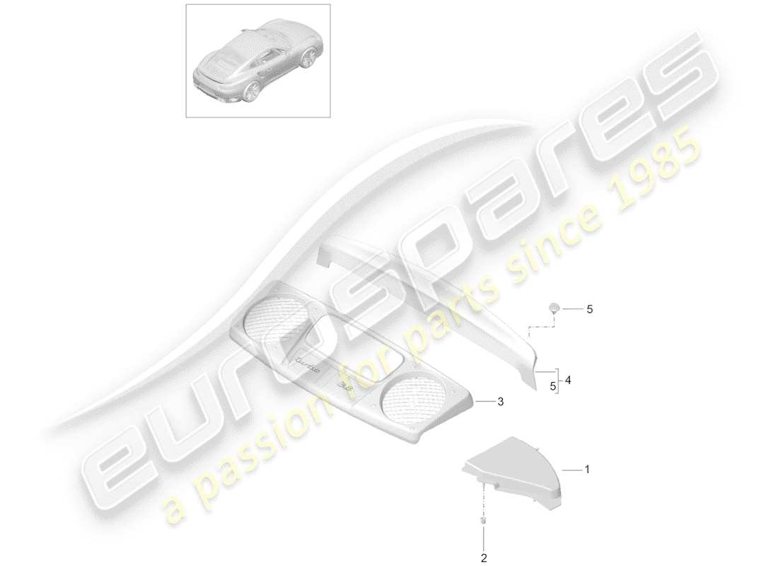 porsche 2016 (991-1 turbo) diagramma delle parti della fodera